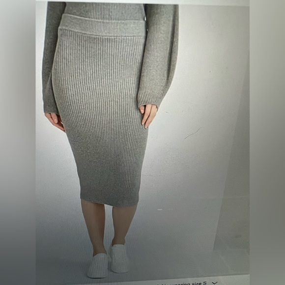 Express midi High waisted ribbed pencil skirt S olive green - Picture 4 of 7